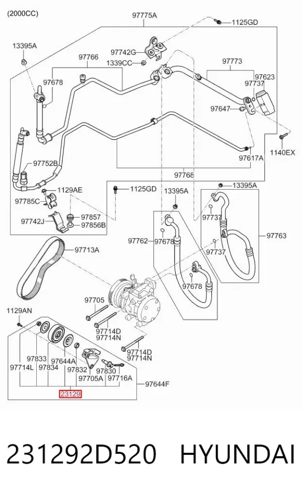 Polea tensora correa poli V 231292D520 Hyundai/Kia
