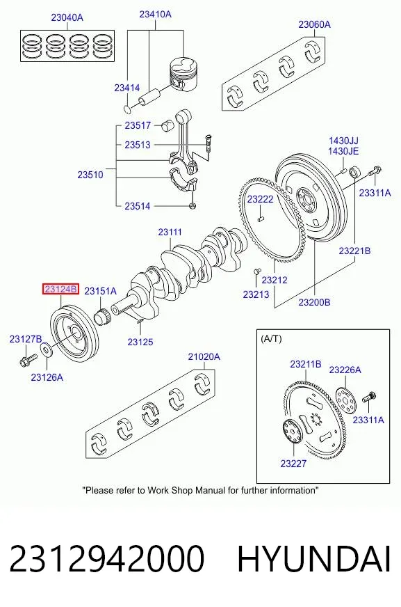 Polea de cigüeñal 2312942000 Hyundai/Kia