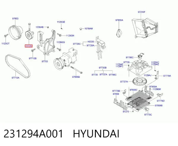Polea tensora correa poli V 231294A001 Hyundai/Kia