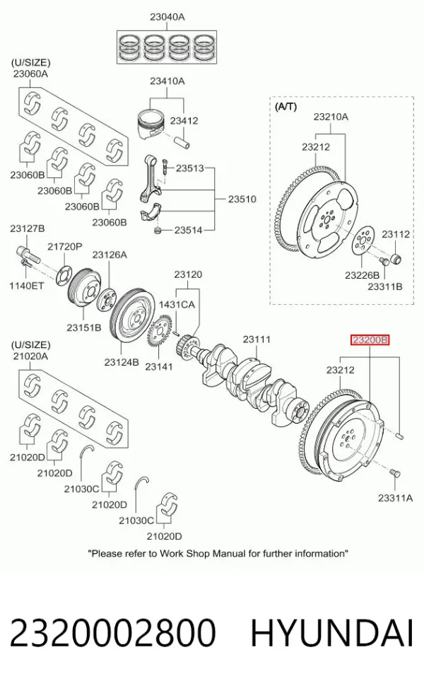 Volante motor 2320002800 Hyundai/Kia