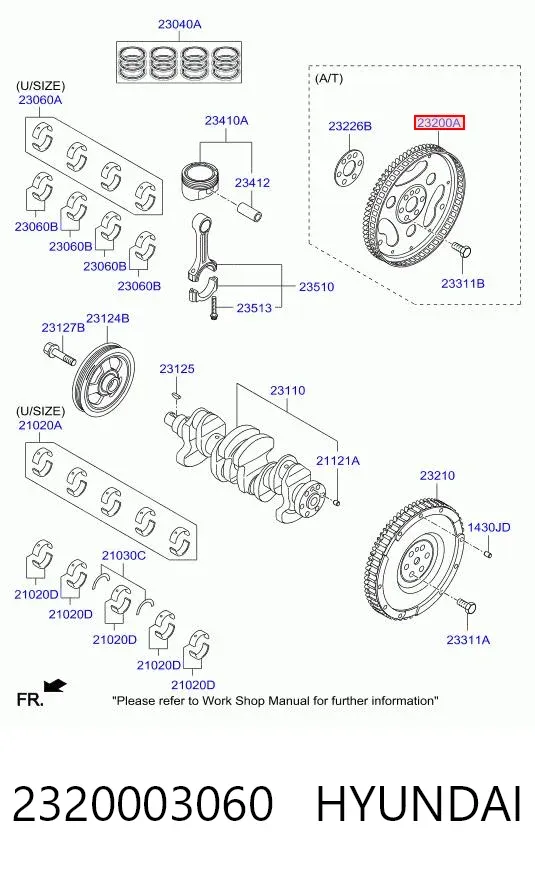 Volante motor 2320003060 Hyundai/Kia