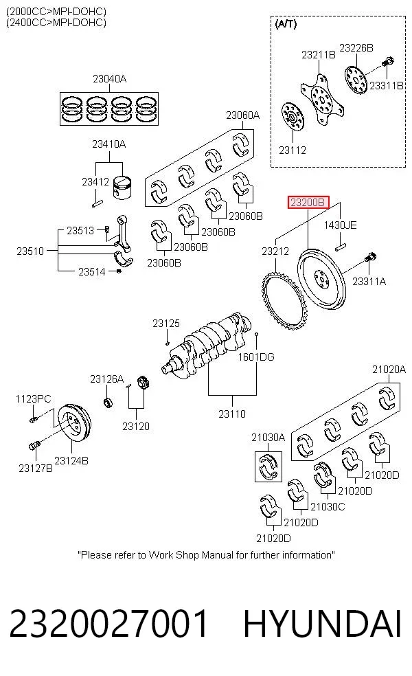 Volante motor 2320027001 Hyundai/Kia