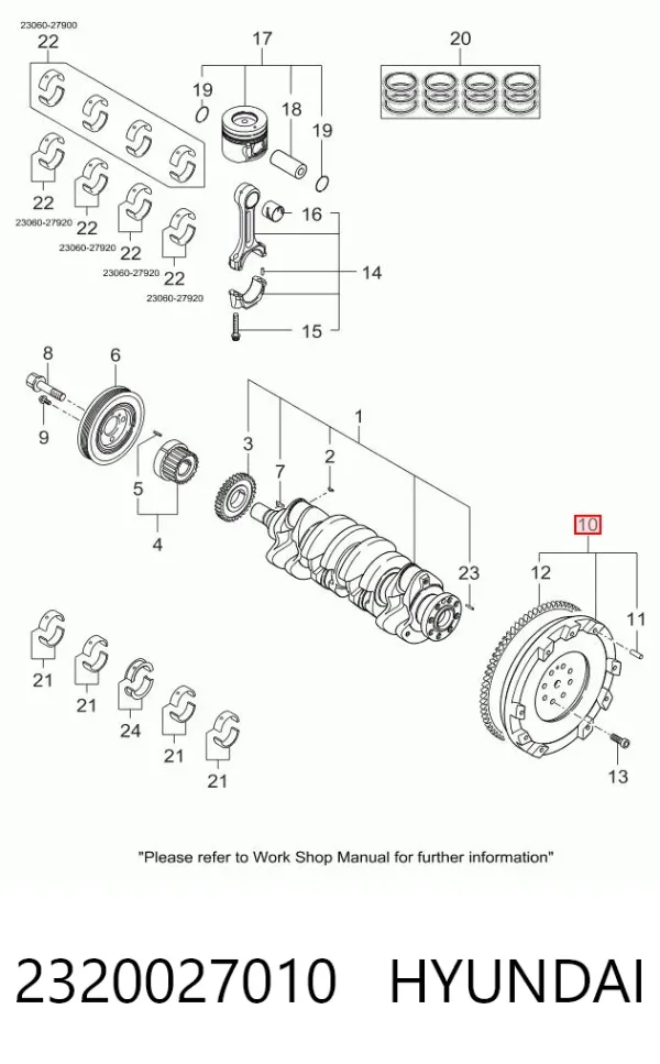 Volante motor 2320027010 Hyundai/Kia