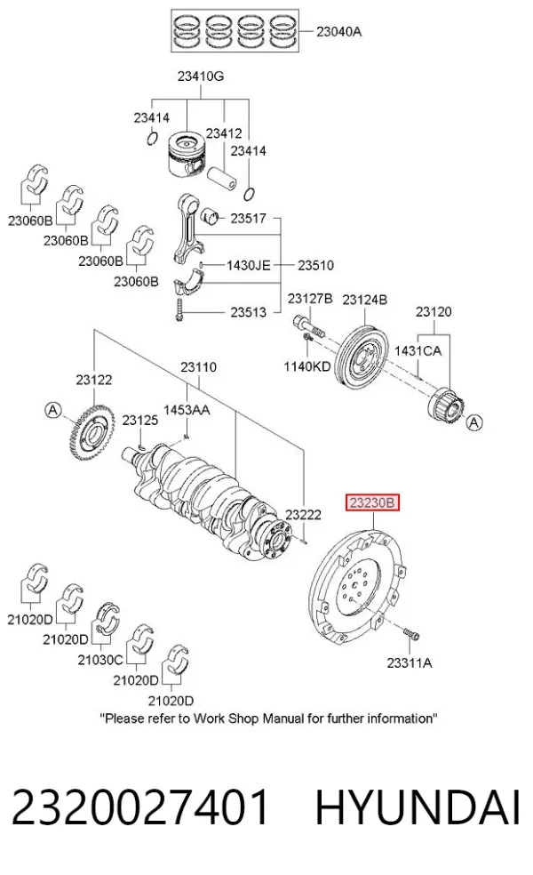 Volante motor 2320027401 Hyundai/Kia