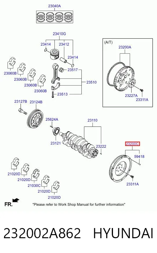 Volante motor 232002A862 Hyundai/Kia