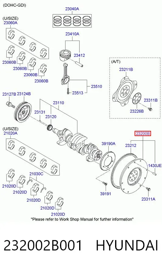 Volante motor 232002B001 Hyundai/Kia