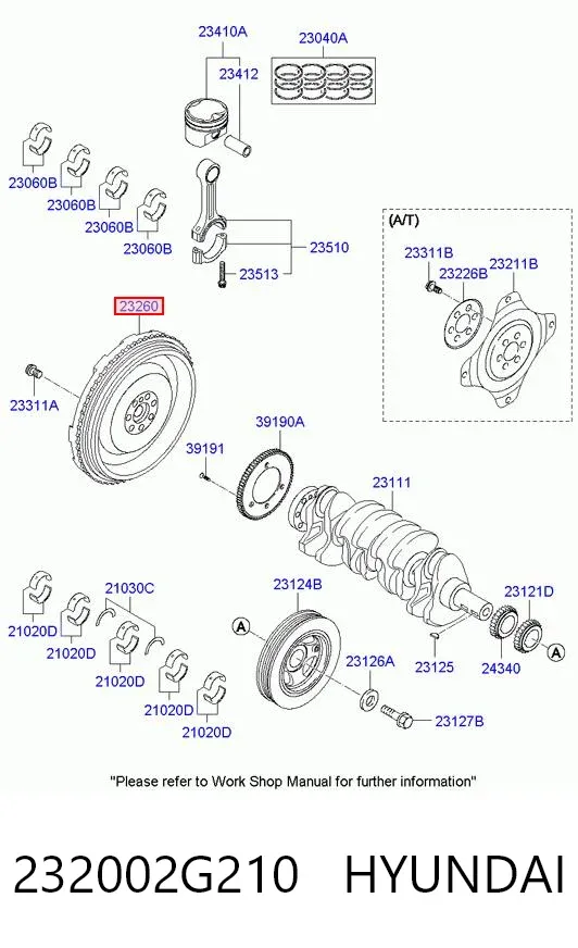 Volante motor 232002G210 Hyundai/Kia