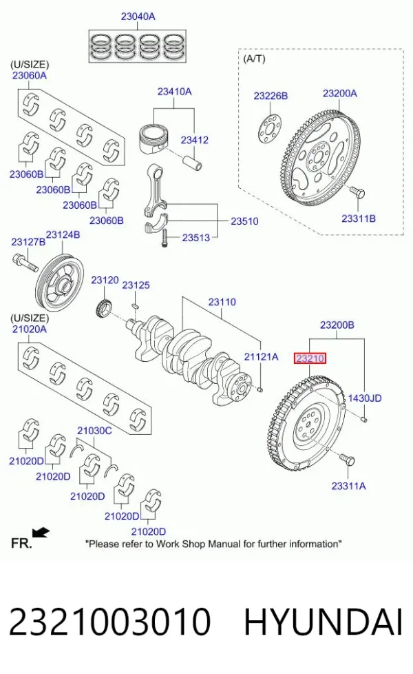 Volante motor 2321003010 Hyundai/Kia
