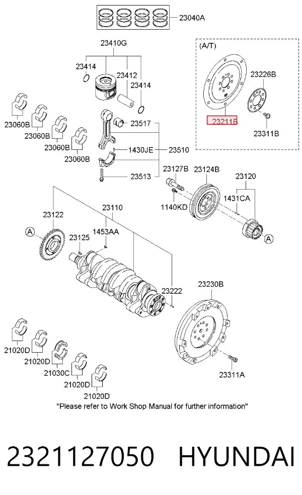 Volante motor 2321127050 Hyundai/Kia