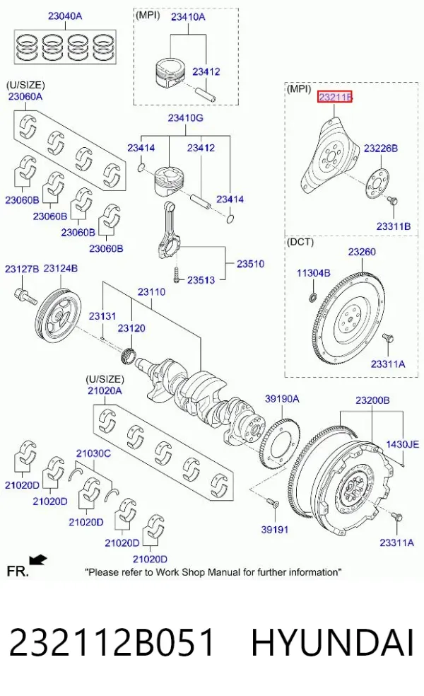 Volante motor 232112B051 Hyundai/Kia