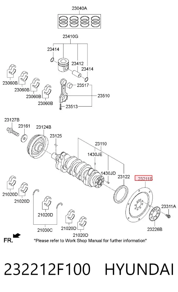 Volante motor 232212F100 Hyundai/Kia