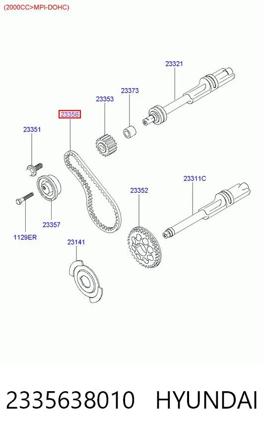 Correa del eje de equilibrado 2335638010 Hyundai/Kia