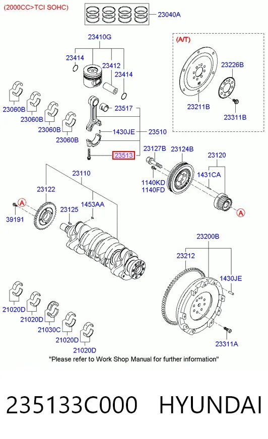 Tornillo de biela 235133C000 Hyundai/Kia
