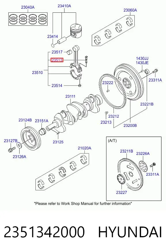 Tornillo de biela 2351342000 Hyundai/Kia