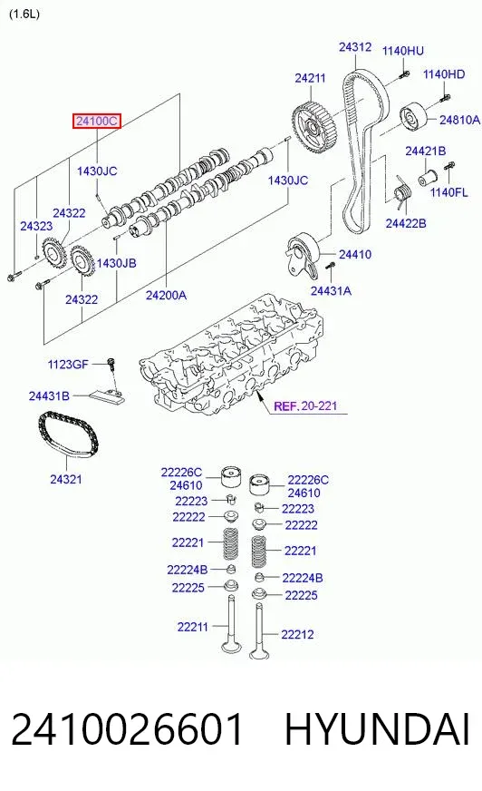 Árbol de levas de entrada 2410026601 Hyundai/Kia
