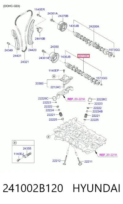 Árbol de levas de admisión HYUNDAI 241002B120
