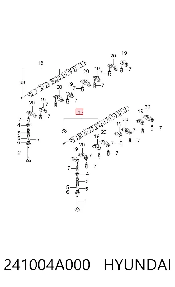 Árbol de levas izquierdo 241004A000 Hyundai/Kia