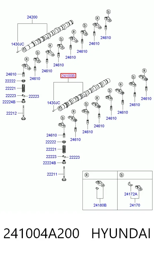 Árbol de levas izquierdo 241004A200 Hyundai/Kia