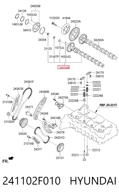 Árbol de levas de admisión HYUNDAI 241102F010