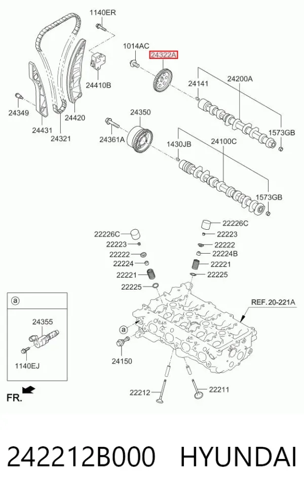 Engranaje del árbol de levas de escape 242212B000 Hyundai/Kia