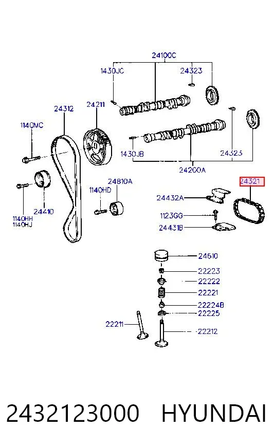 Cadena de distribución 2432123000 Hyundai/Kia