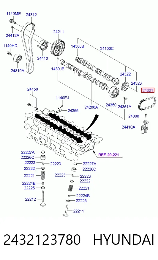 Cadena de distribución 2432123780 Hyundai/Kia