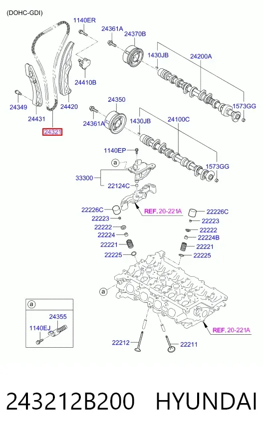 Cadena de distribución 243212B200 Hyundai/Kia