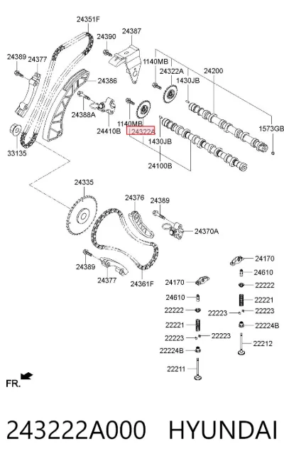 Piñón del árbol de levas HYUNDAI 243222A000