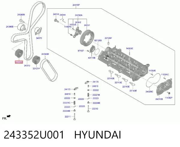 Piñón del árbol de levas 243352U001 Hyundai/Kia
