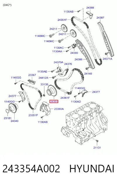 Engranaje de la bomba de aceite HYUNDAI 243354A002