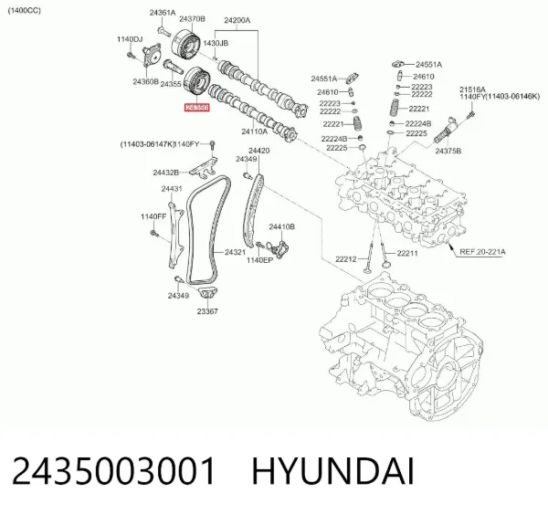 Rueda dentada del árbol de levas de admisión 2435003001 Hyundai/Kia