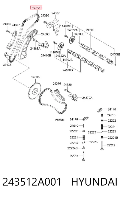 Cadena de distribución HYUNDAI 243512A001