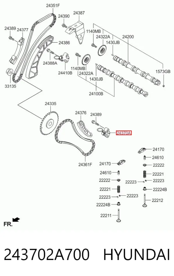Tensor de cadena de distribución 243702A700 Hyundai/Kia