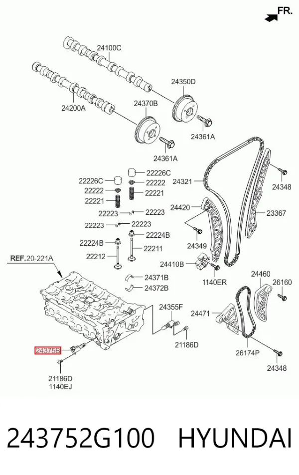 Válvula solenoide de posición del árbol de levas derecha 243752G100 Hyundai/Kia
