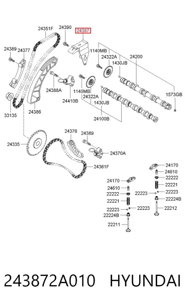 Tensor superior de cadena de distribución Hyundai Getz 