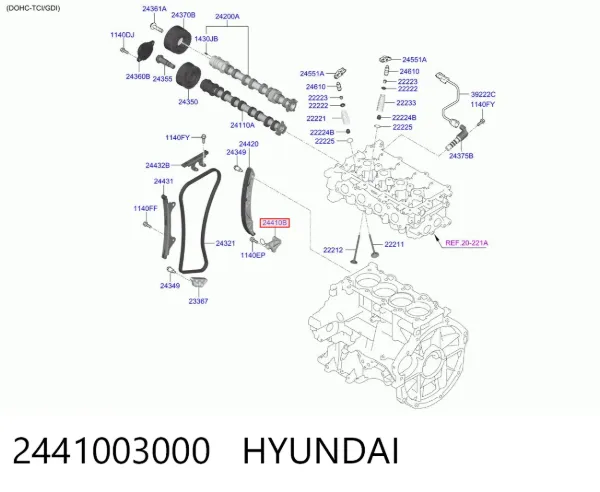 Tensor de cadena de distribución 2441003000 Hyundai/Kia