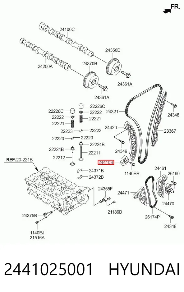 Tensor de cadena de distribución 2441025001 Hyundai/Kia