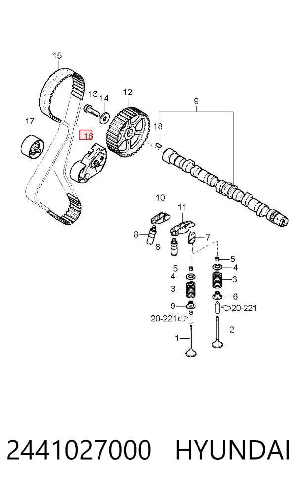 Tensor, correa de distribucion 2441027000 Hyundai/Kia