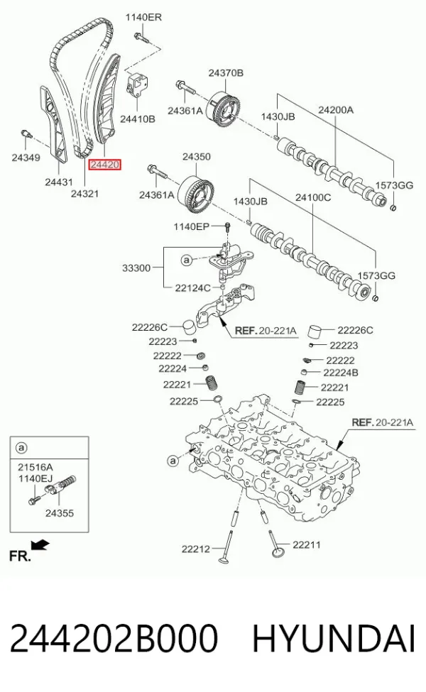 Guía del tensor de la cadena de distribución 244202B000 Hyundai/Kia
