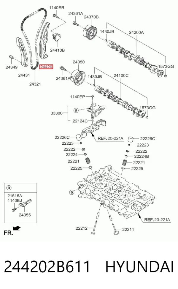 Guía del tensor de la cadena de distribución 244202B611 Hyundai/Kia