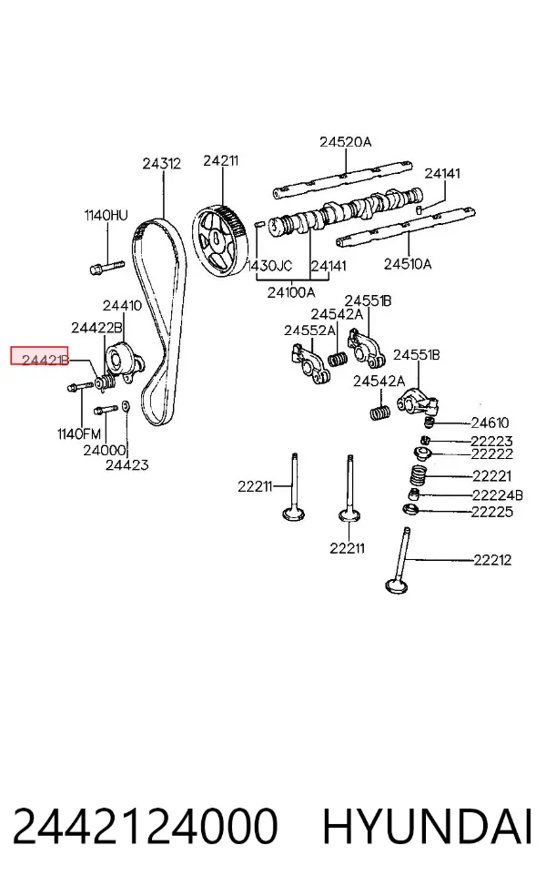 Buje del amortiguador del tensor de la correa de transmisión 2442124000 Hyundai/Kia