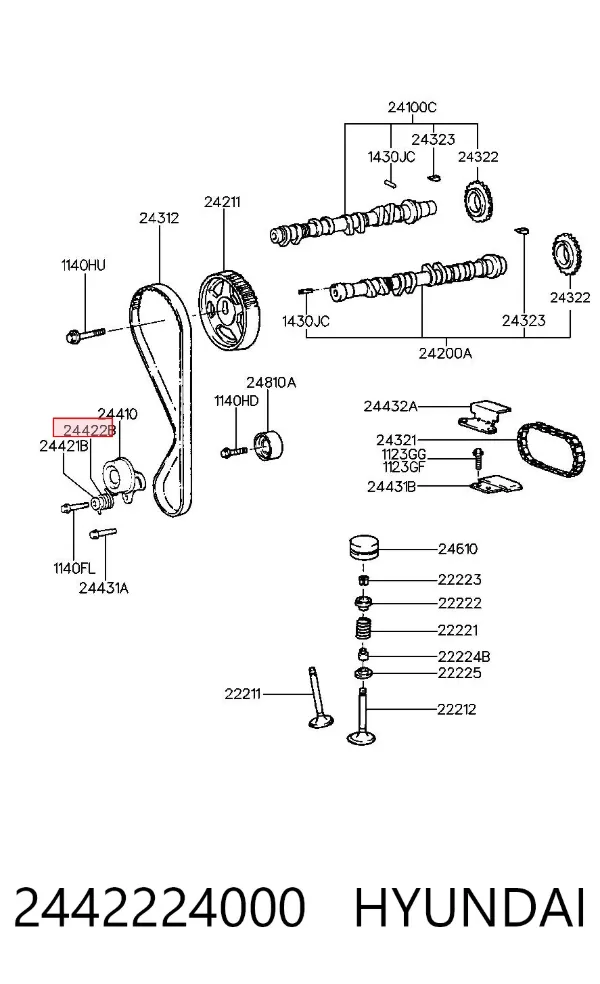 Muelle del tensor de la correa de transmisión 2442224000 Hyundai/Kia