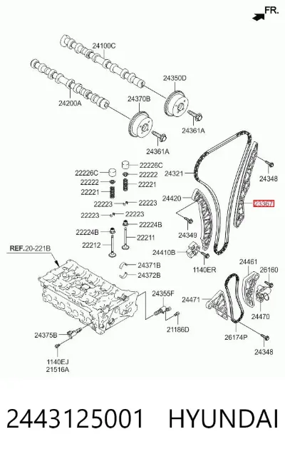 Guía de cadena de distribución HYUNDAI 2443125001