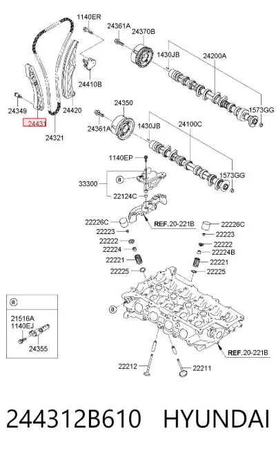 Guía de cadena de distribución HYUNDAI 244312B610