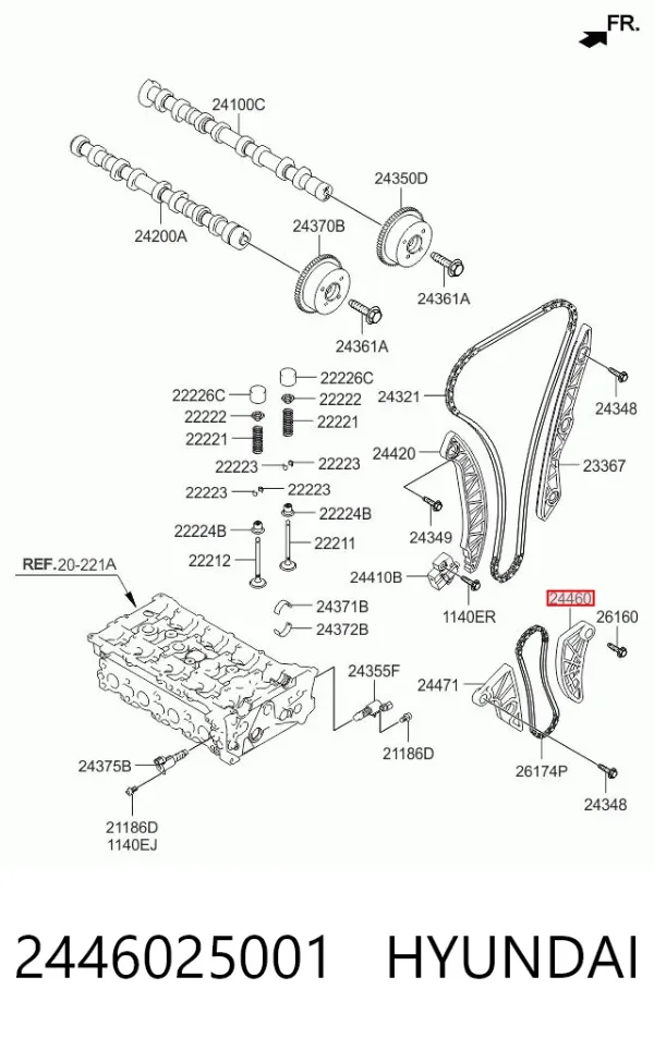 Tensor de cadena de bomba de aceite 2446025001 Hyundai/Kia
