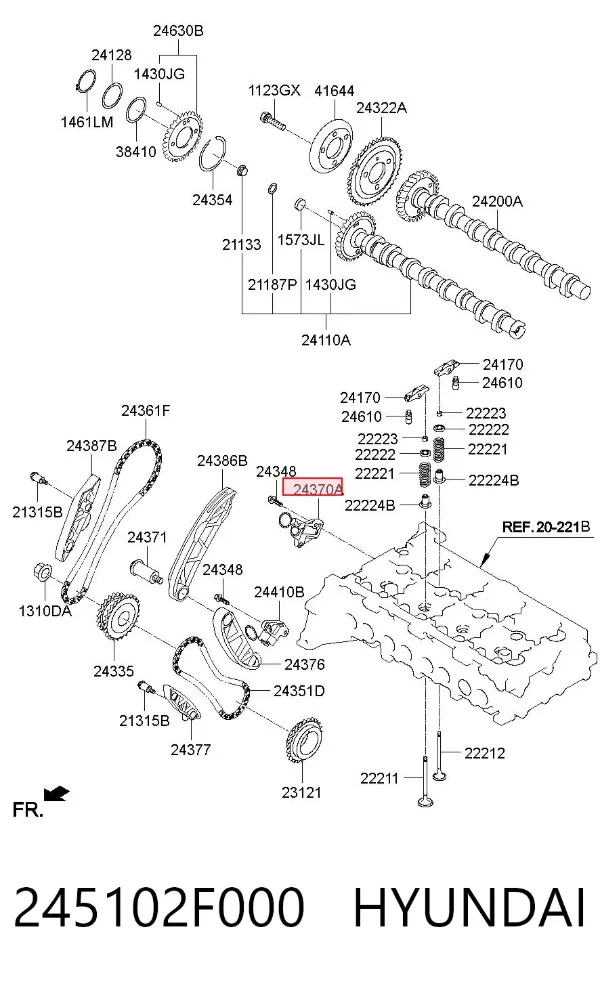 Tensor de cadena de distribución del árbol de levas 245102F000 Hyundai/Kia