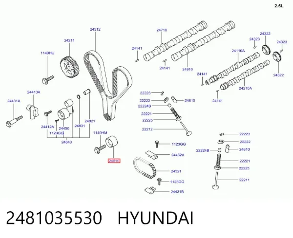 Polea correa distribución 2481035530 Hyundai/Kia