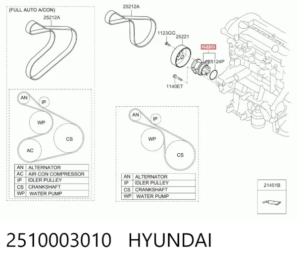 Bomba de agua 2510003010 Hyundai/Kia