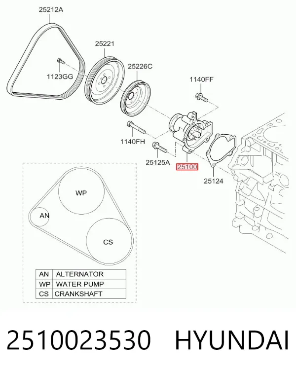 Bomba de agua 2510023530 Hyundai/Kia