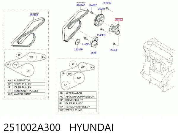 Bomba de agua 251002A300 Hyundai/Kia